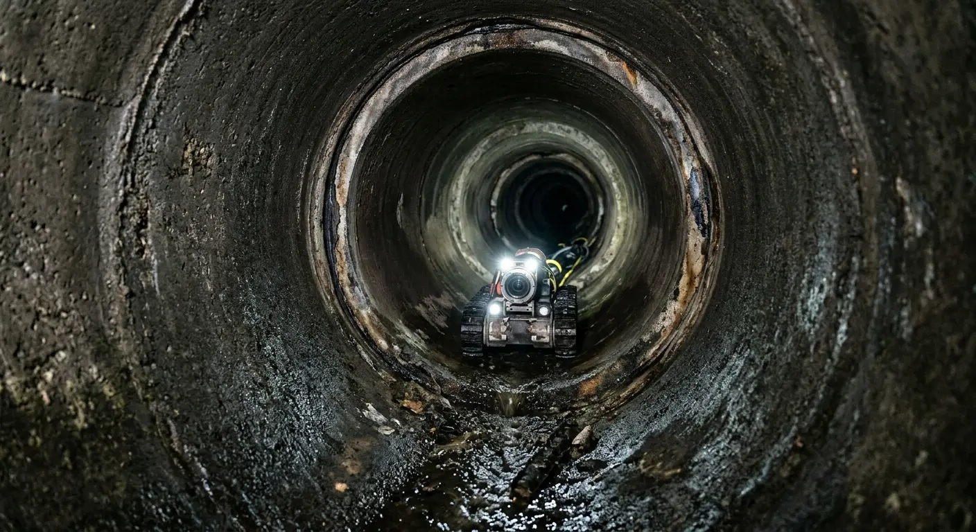 Robotic sewer camera inspecting pipe interior for Sewer Line Cleaning in Poulsbo